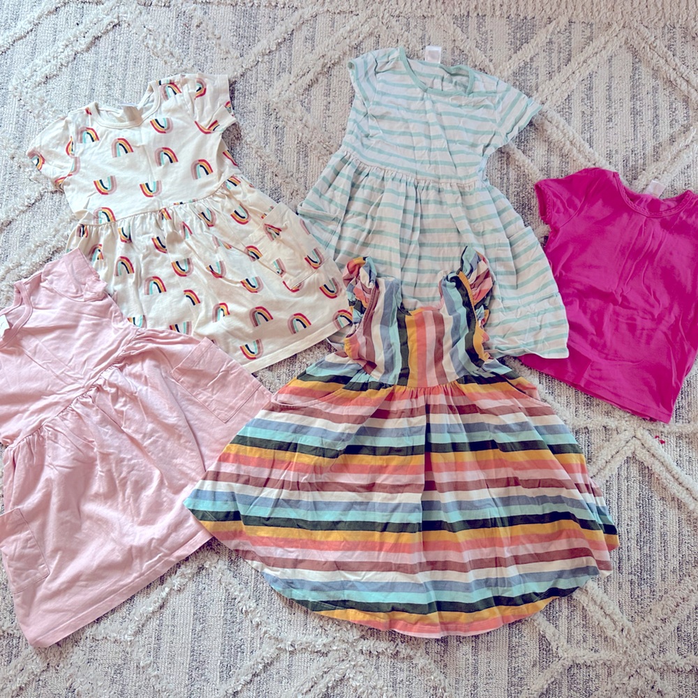Hanna Andersson Girls Size 5T / 110cm Short Sleeve Dress and Shirt Lot | 5 Items